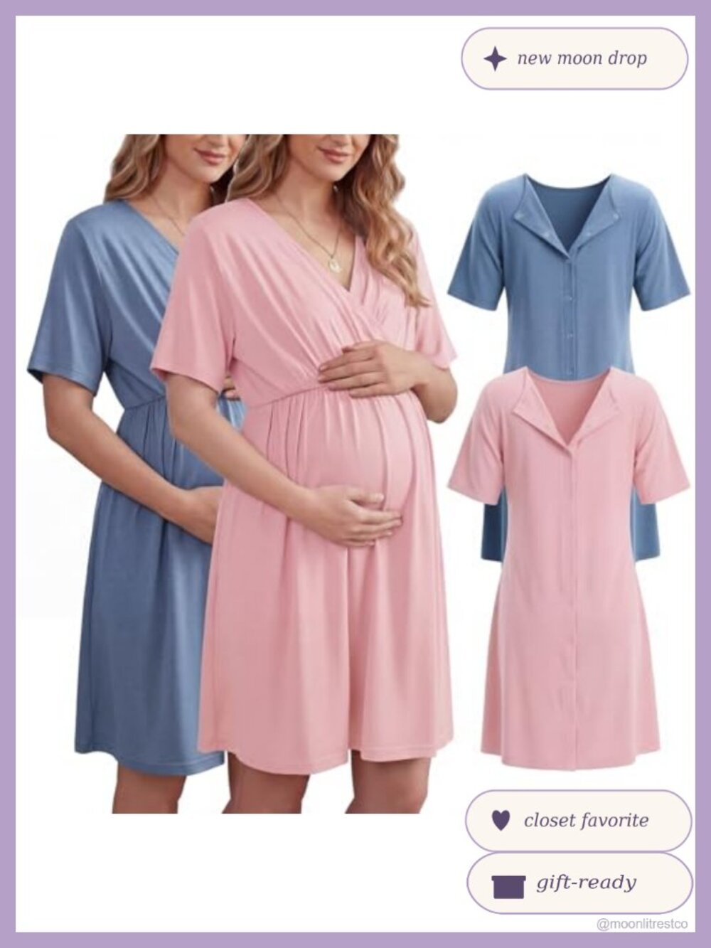 2 Pack Labor Delivery Hospital Gown Maternity Nursing Sleepwear Button Back